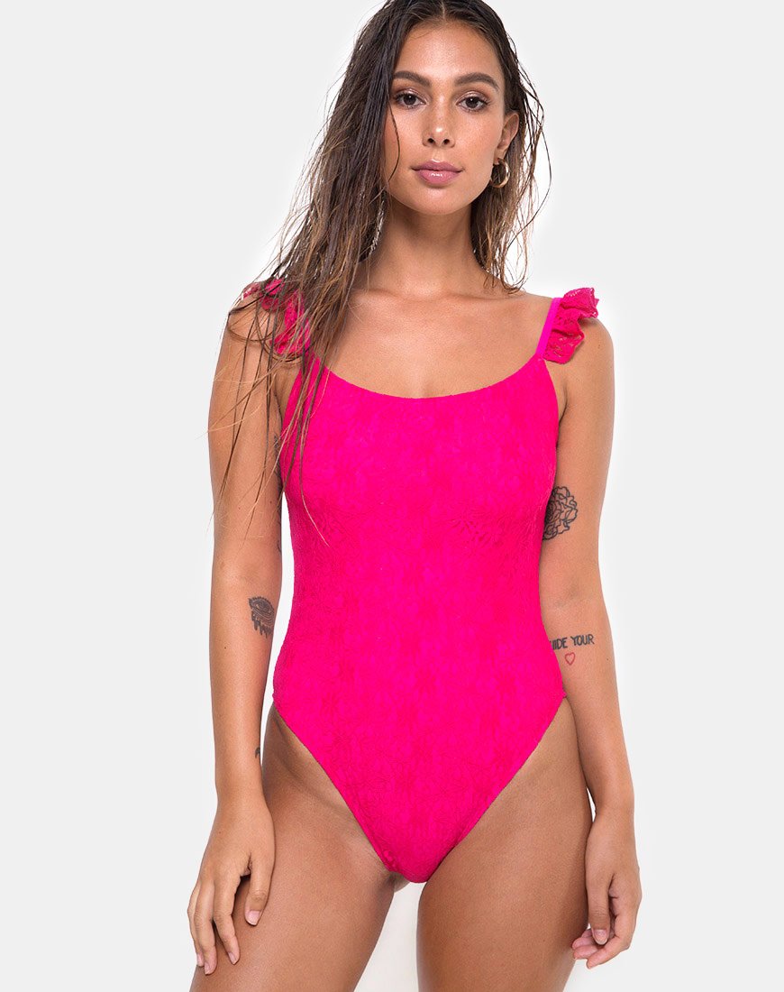 Image of Valentina Badeanzug aus Spitze fuschia Pink