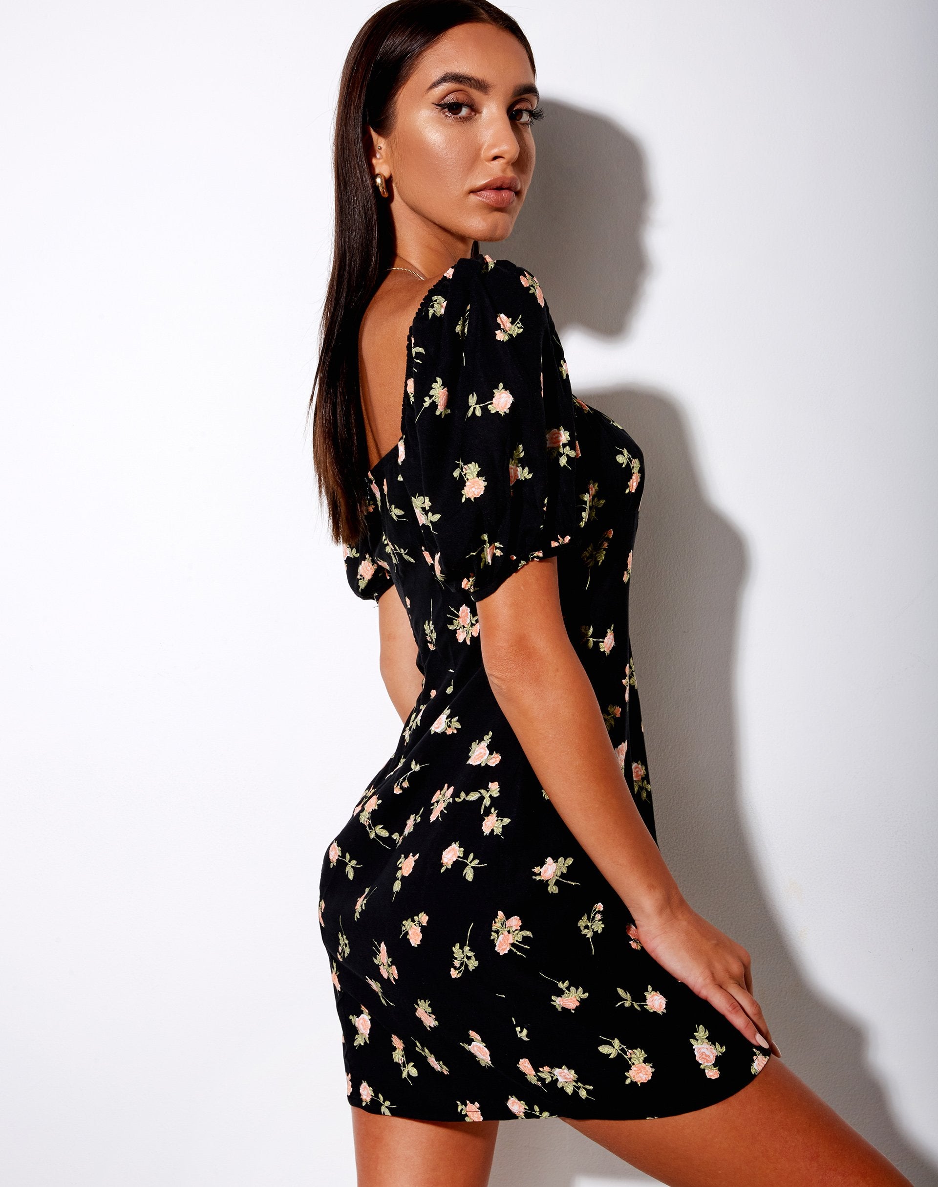 Image of Varie Minikleid in Rose Garden Schwarz