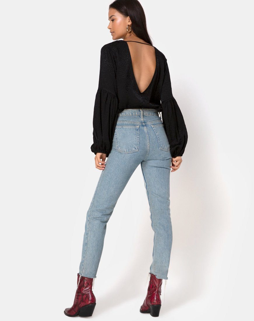 Image von Vautier Top aus Satin Cheetah Black