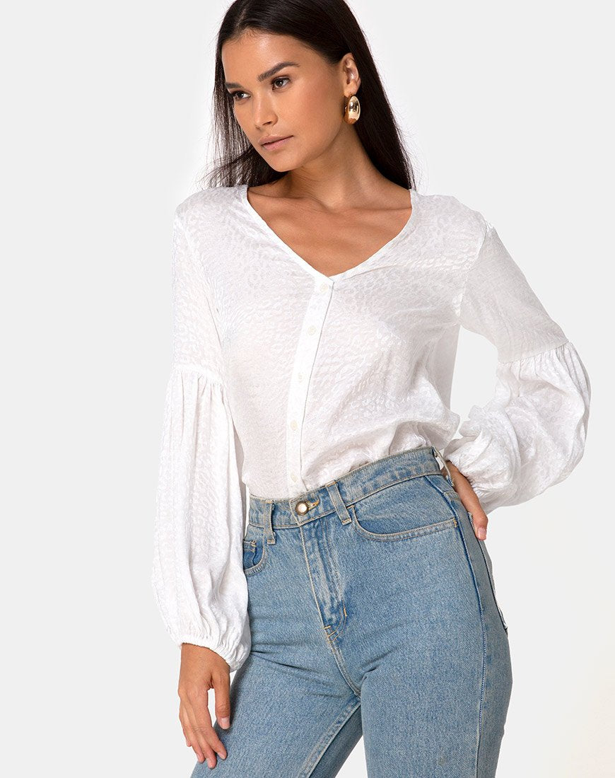 Bild von Vautier Top aus Satin Cheetah Ivory