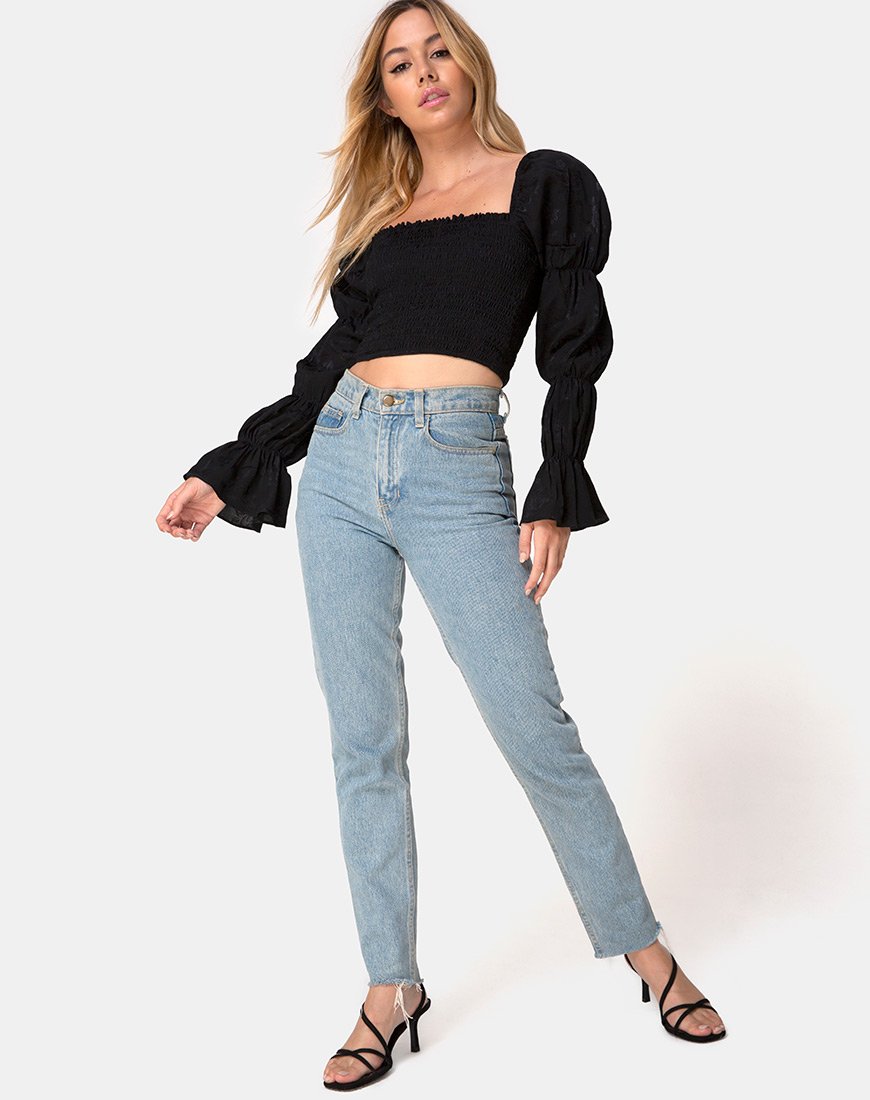 Image of Velina Crop Top in Satin Rose Schwarz