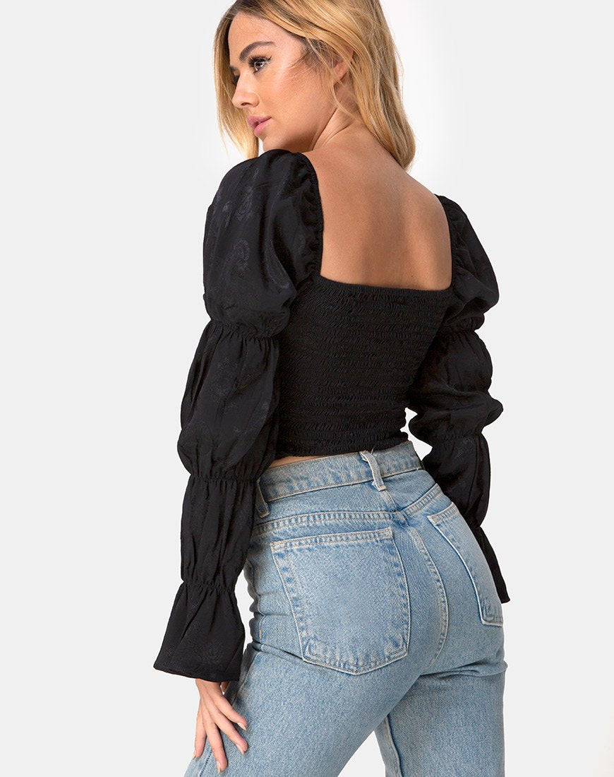 Image of Velina Crop Top in Satin Rose Schwarz