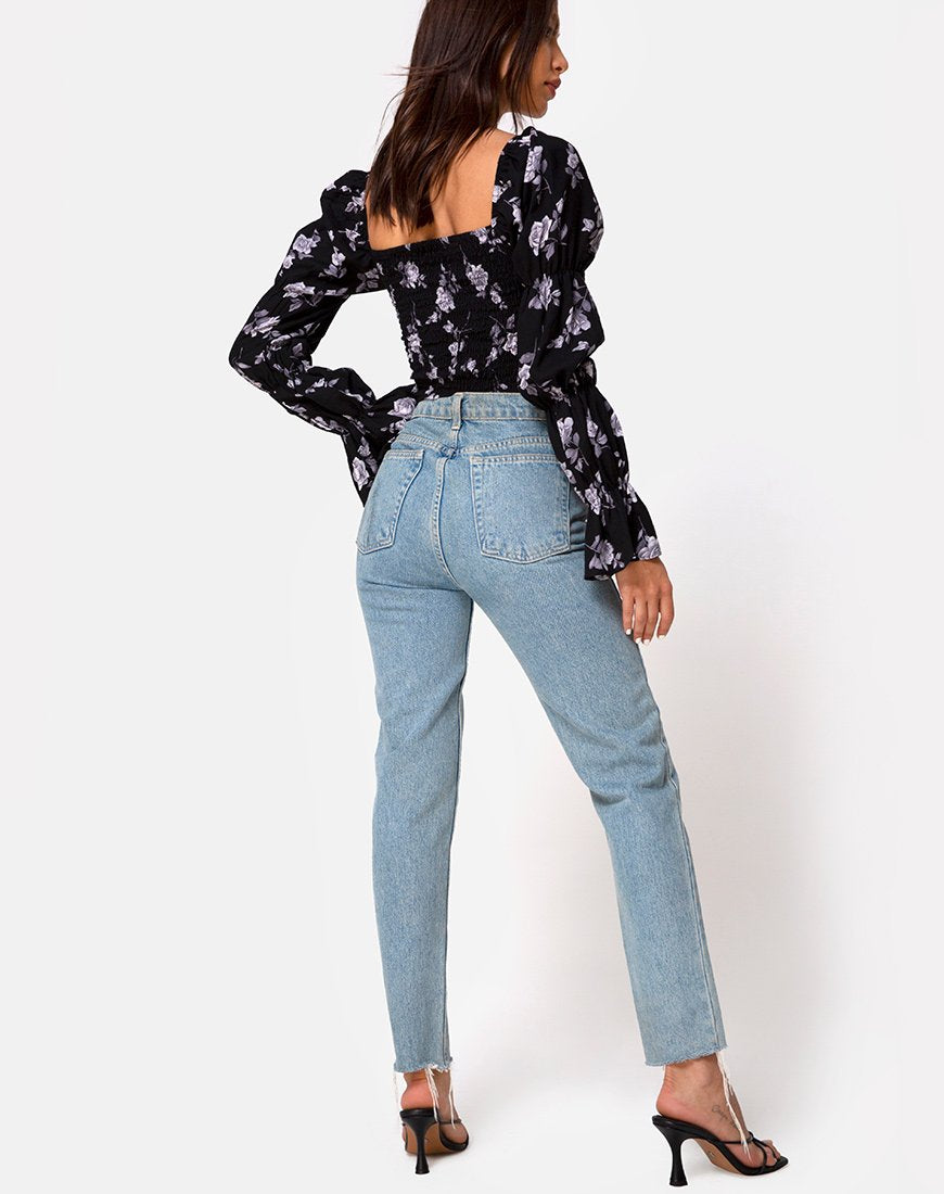 Image of Velina Top in Weiß Rose Schwarz