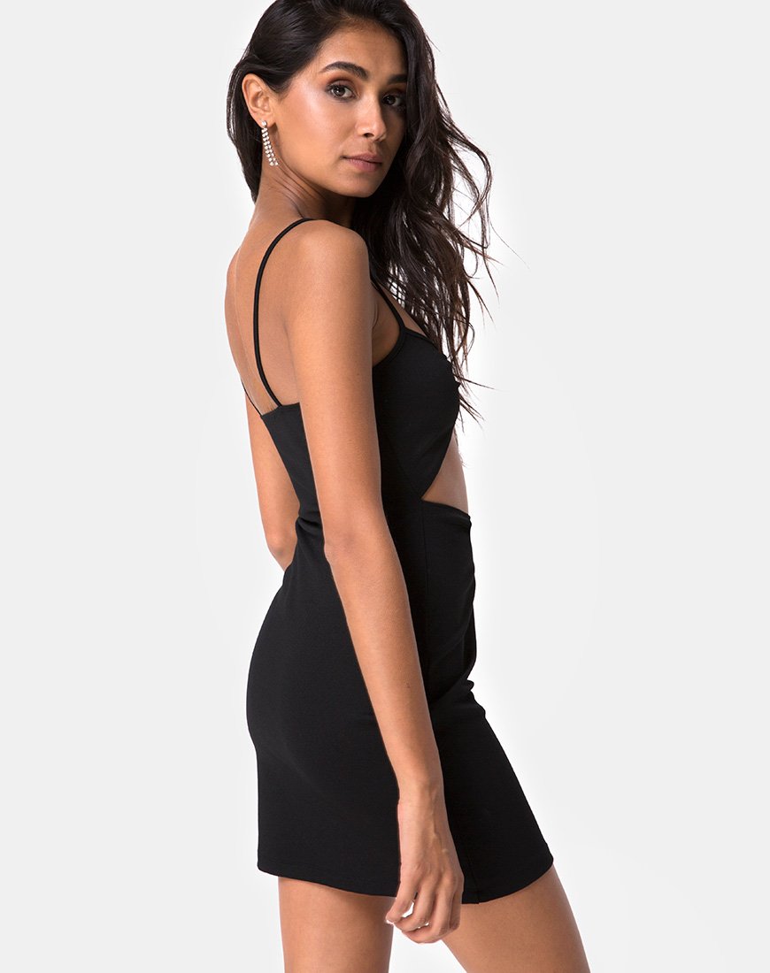 Bild von Venchy Bodycon Kleid in Diamante Ring Schwarz