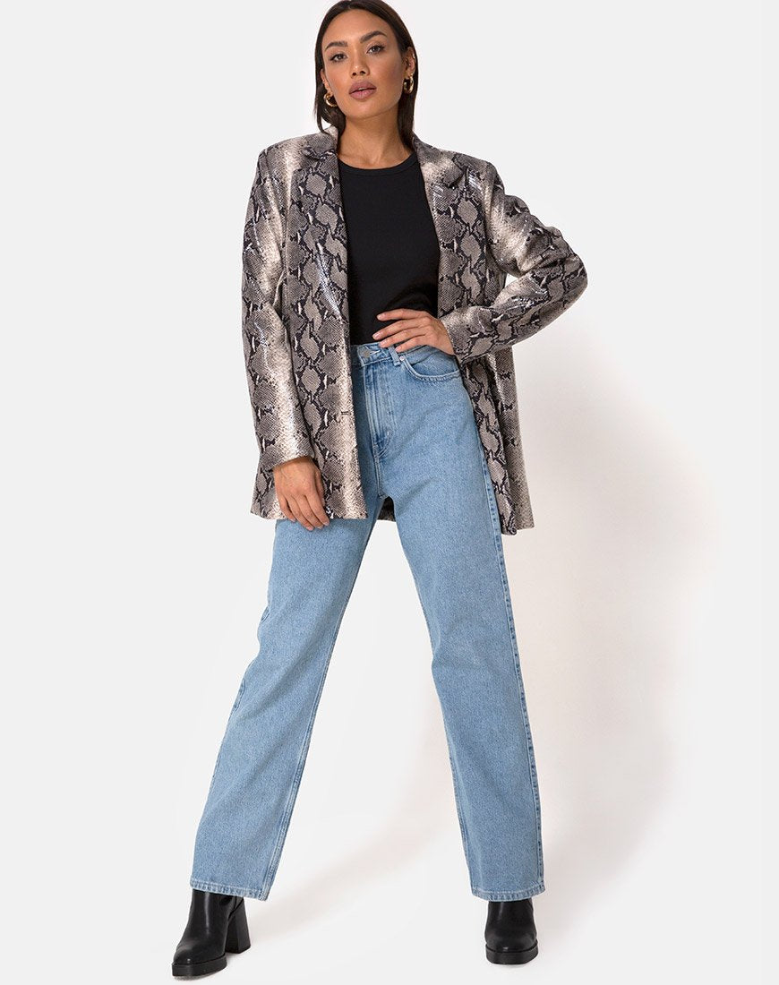 Bild von Verra Oversized Blazer in PU Beige Snake