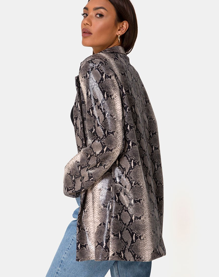 Bild von Verra Oversized Blazer in PU Beige Snake
