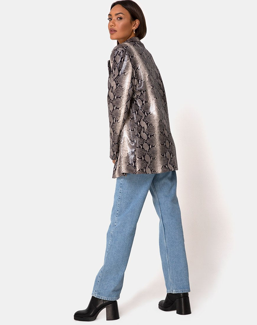 Bild von Verra Oversized Blazer in PU Beige Snake