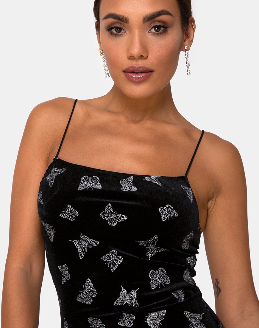 Image of Verdina Kleid Schwarz mit Glitter Schmetterling