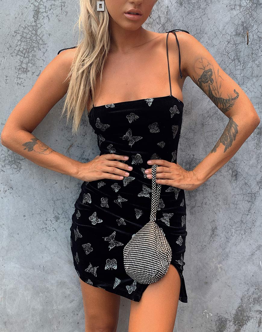 Verso Kleid in Schwarz mit Glitzerschmetterling