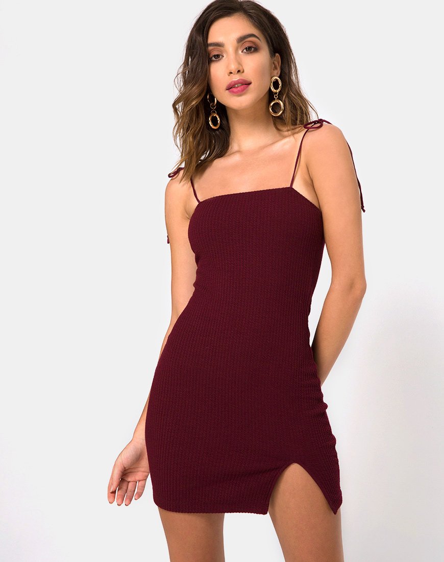 Verso Bodycon-Kleid in Burgunderrot