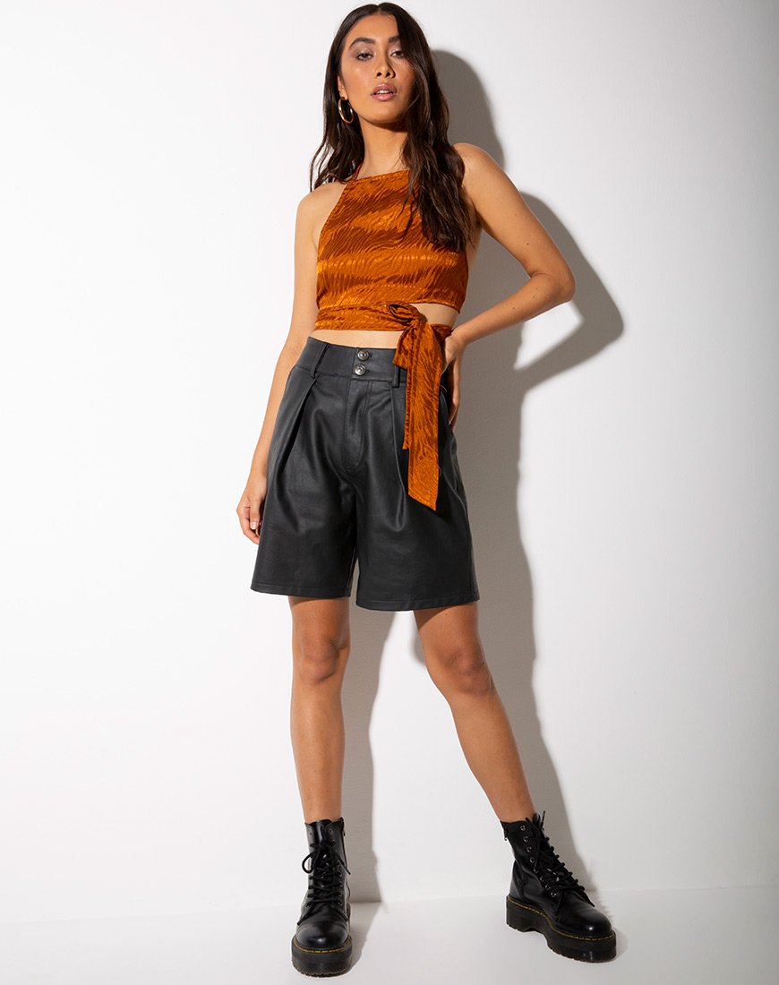 Bild von Vhan Crop Top aus Satin Zebra Golden Coral