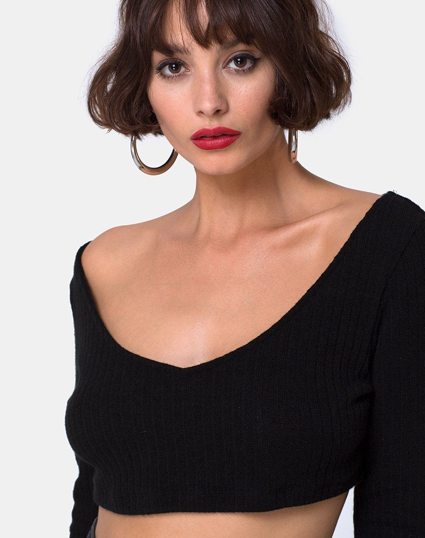 Vile Top in Rippe Schwarz