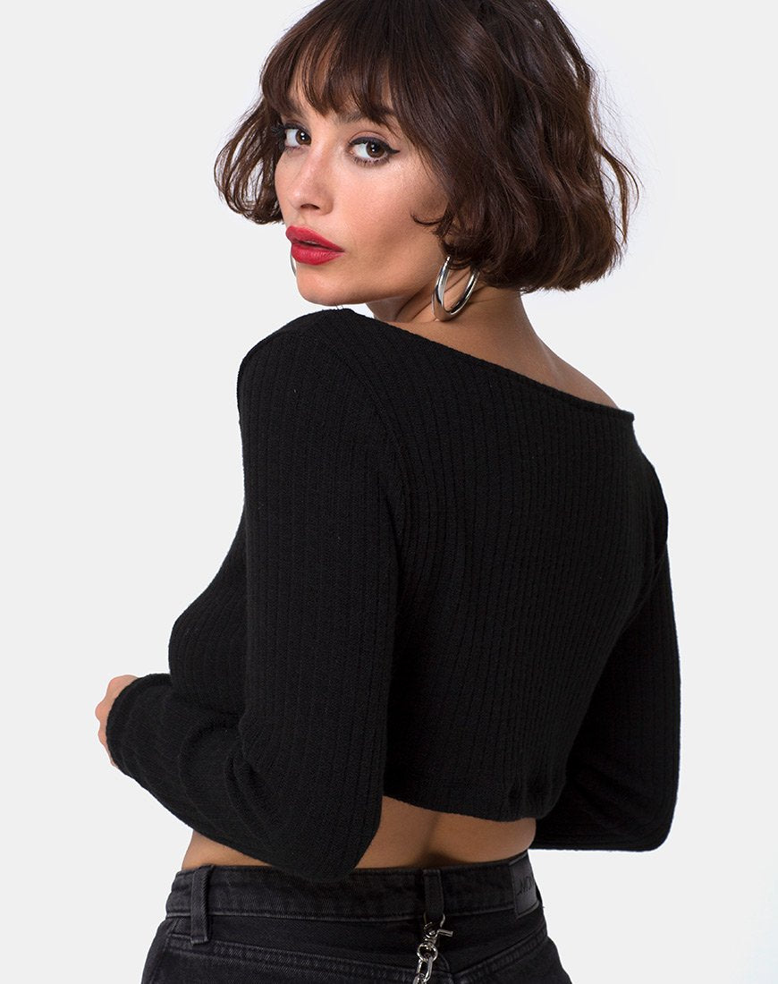 Vile Top in Rippe Schwarz