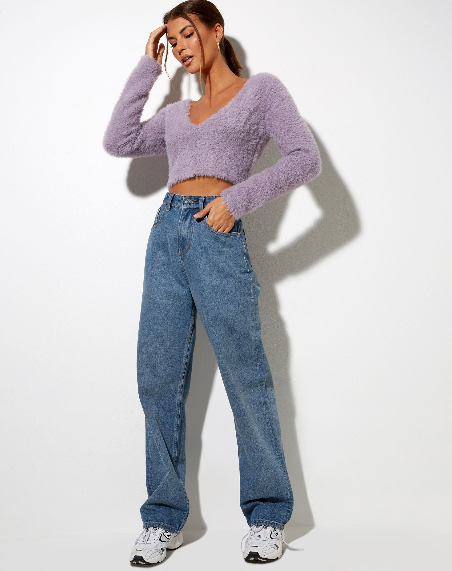 Bild von Vima Cropped Cardigan in Knit Dusty Lilac