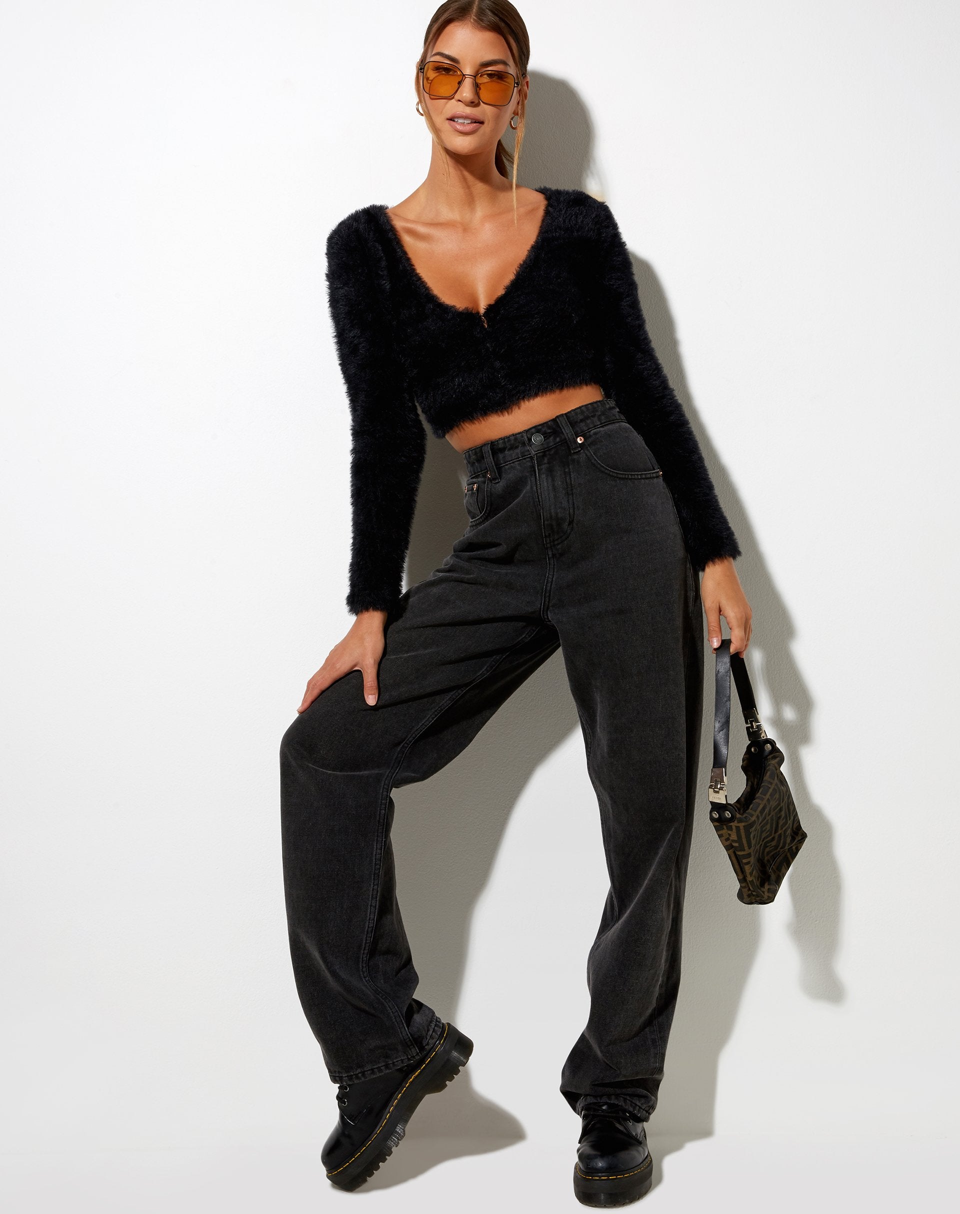 Image of Vima Cropped Cardigan aus Strick Schwarz