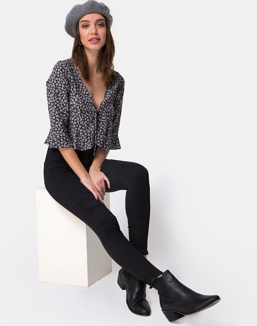 Image of Vinequa Bluse in Ditsy Rose Schwarz