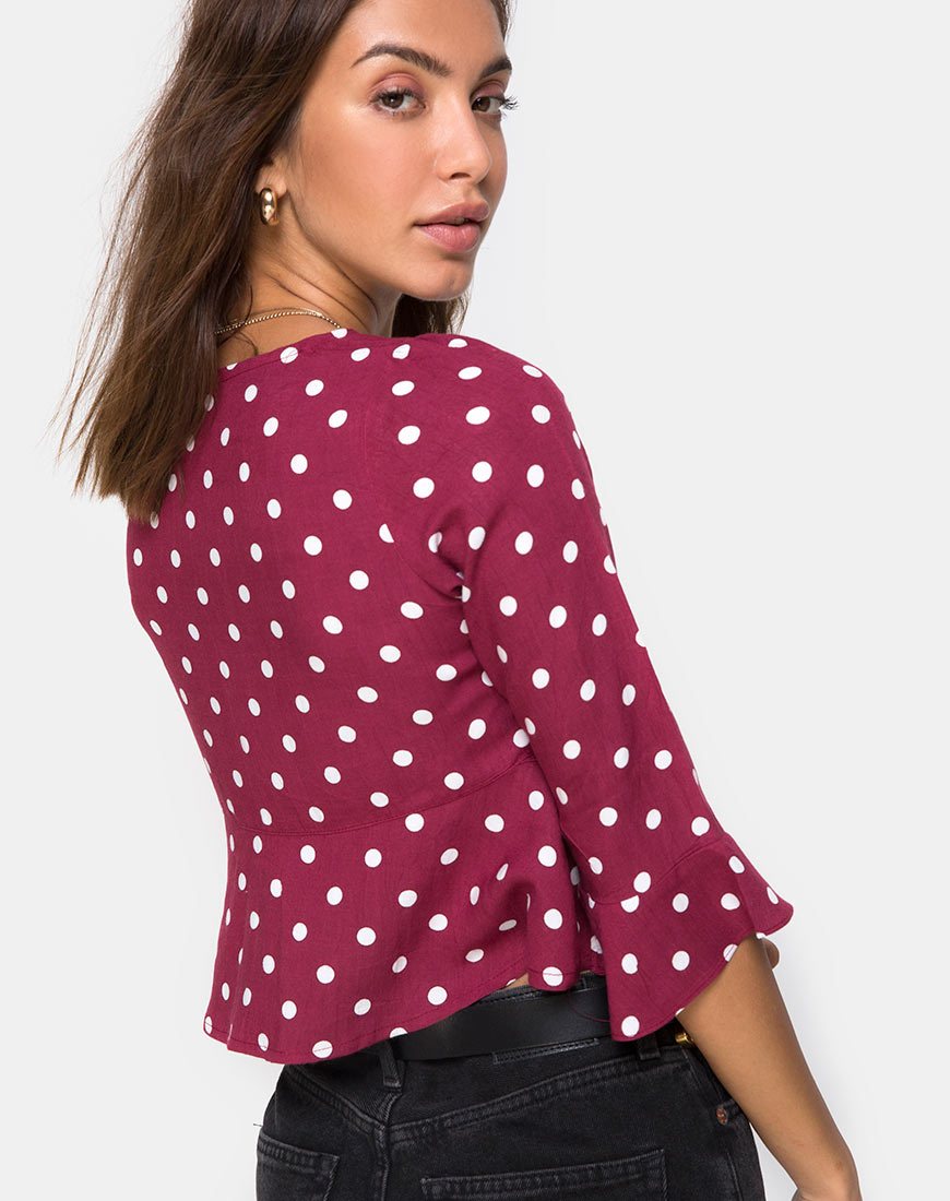 Bild von Vinequa Top in Medium Polka Wein