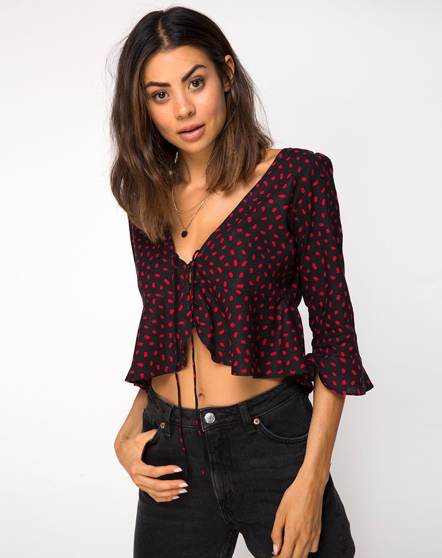 Vinequa Top in Mini Diana Dot Schwarz und Rot