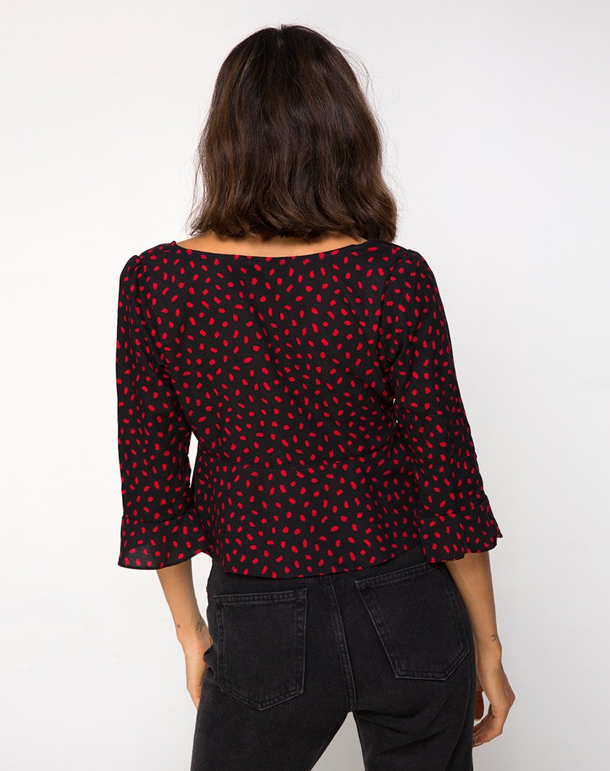 Vinequa Top in Mini Diana Dot Schwarz und Rot