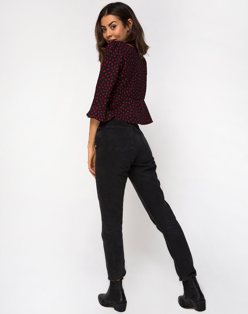 Image of Vinequa Top in Mini Diana Dot Schwarz und Rot
