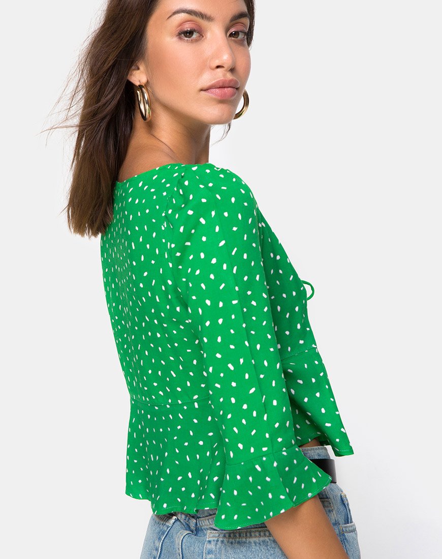 Image of Vinequa Bluse in Mini Diana Dot Grün