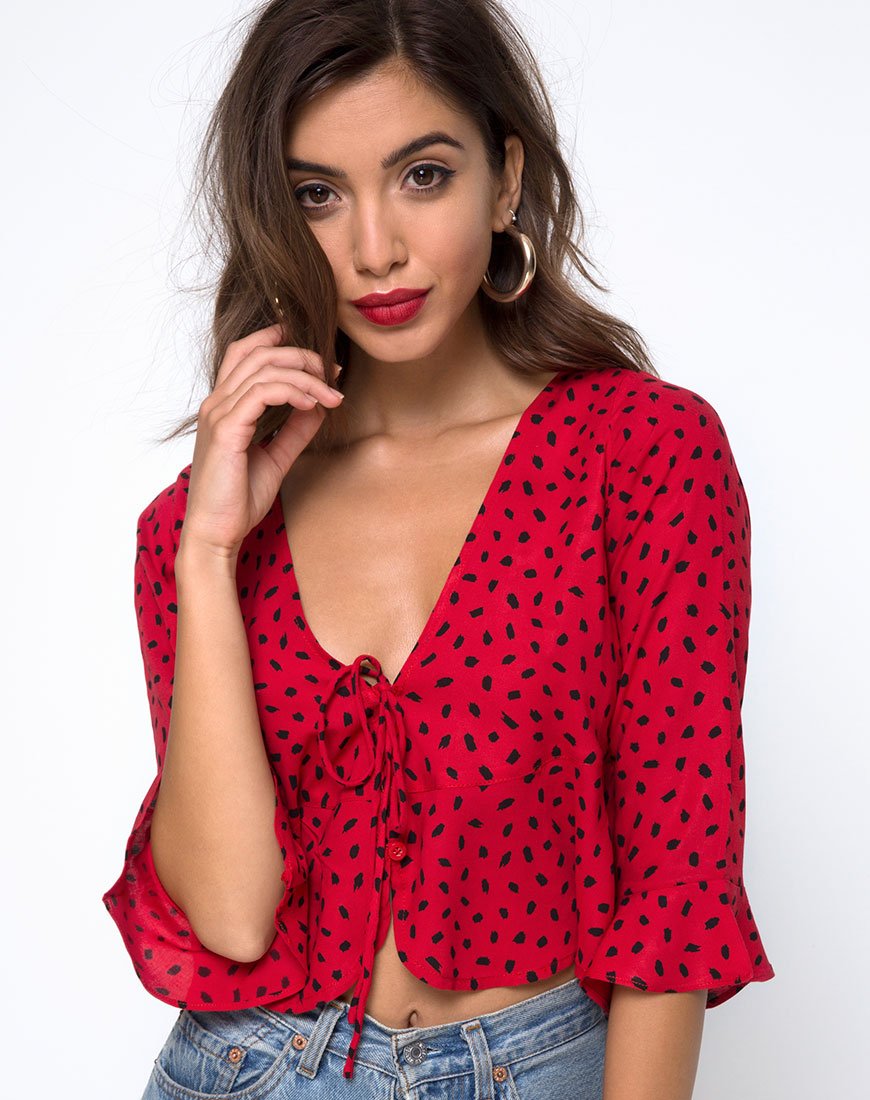 Vinequa Top in Mini Diana Dot Rot und Schwarz
