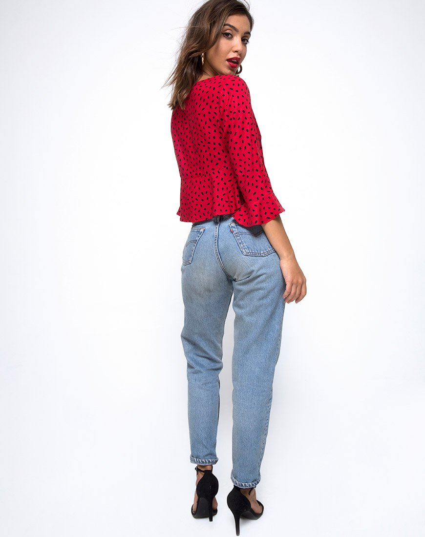 Image of Vinequa Top in Mini Diana Dot Rot und Schwarz