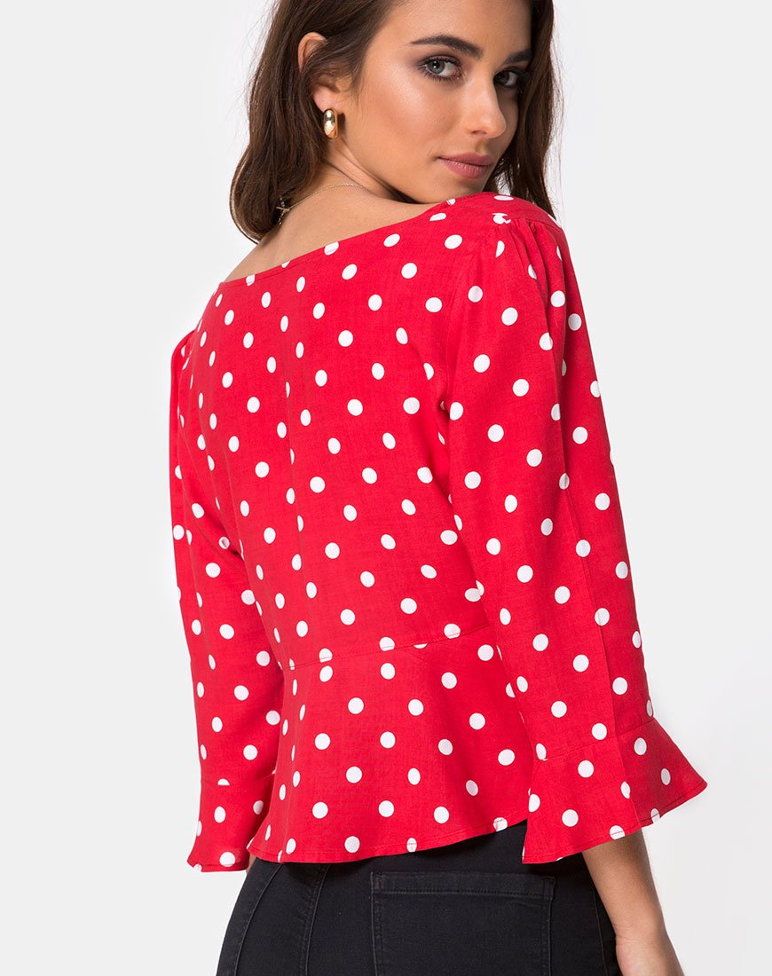 Bild von Vinequa Top in Medium Polka Rot und Weiß