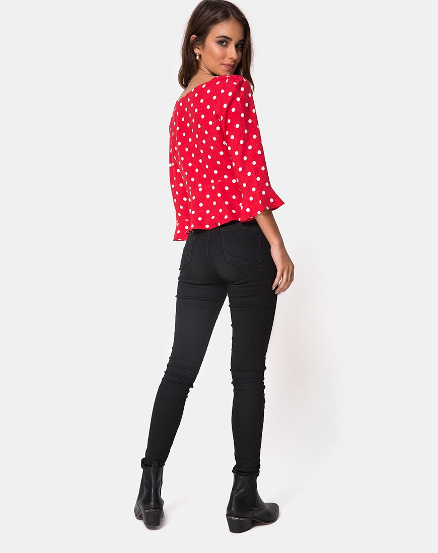 Bild von Vinequa Top in Medium Polka Rot und Weiß