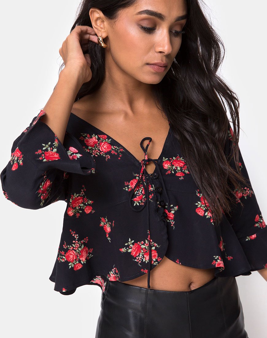 Vinequa Top in Soi Rose Schwarz und Rot