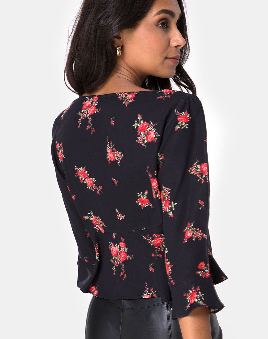 Vinequa Top in Soi Rose Schwarz und Rot