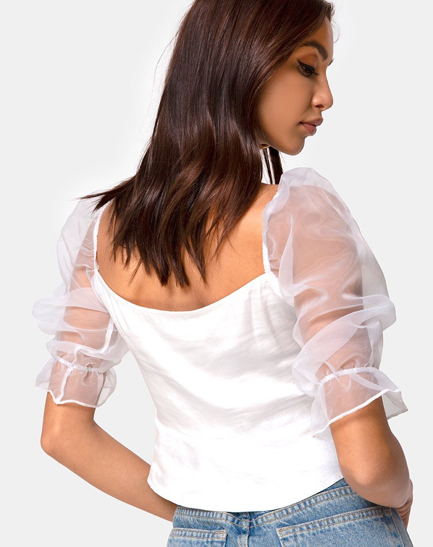 Viquela Crop Top aus Organza Creme