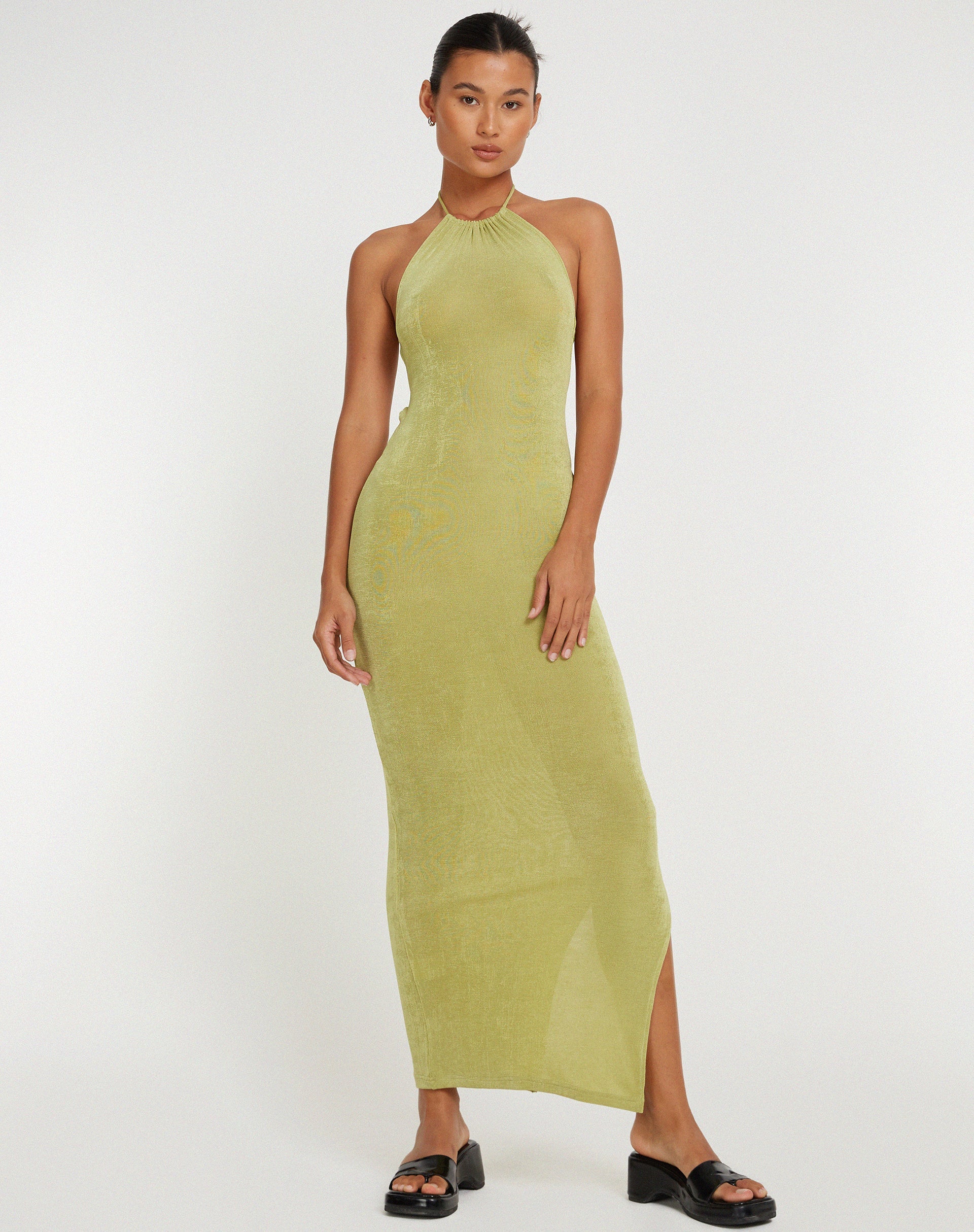 Image of Virnilia Maxikleid mit Neckholder in Limette