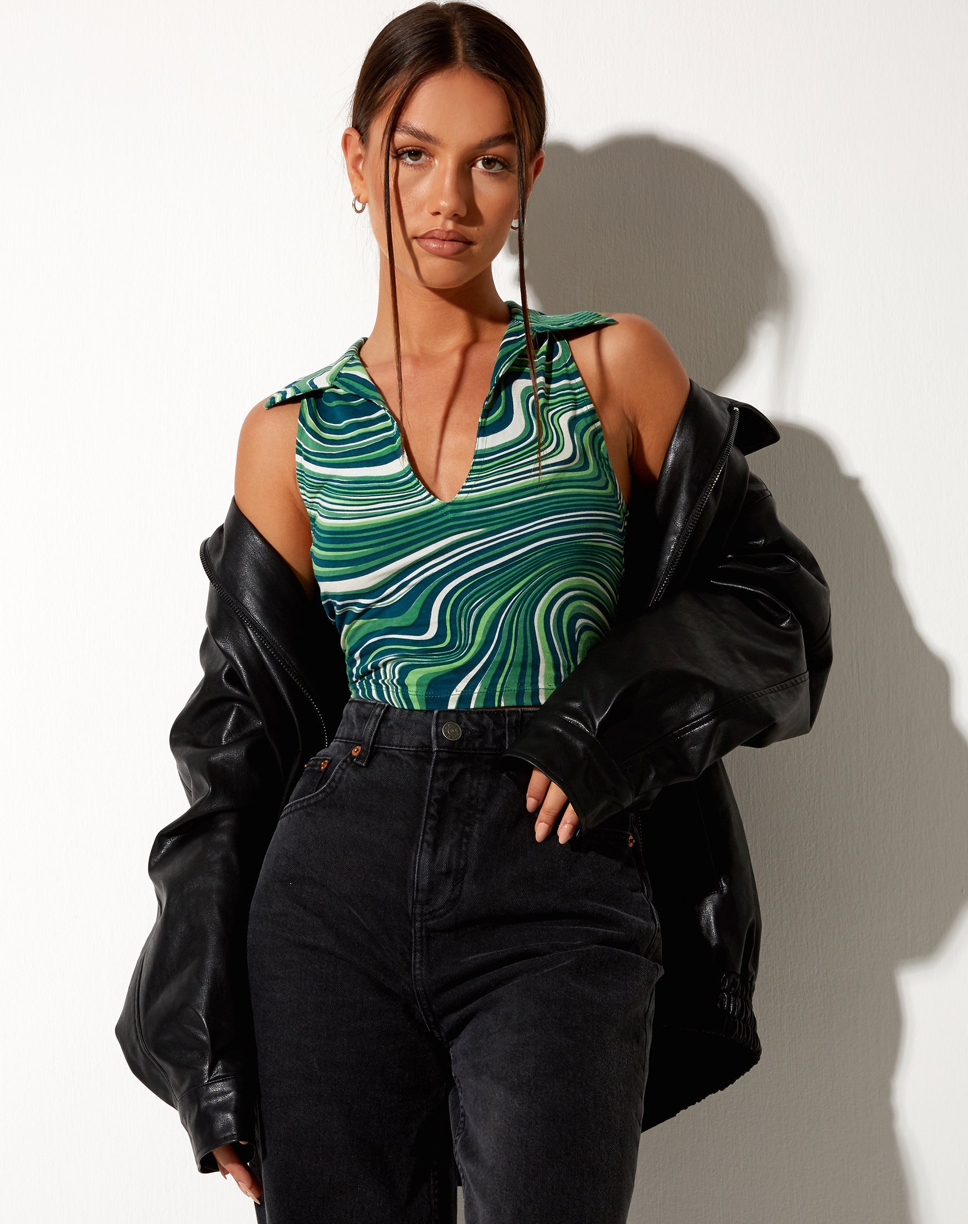 Bild von Vende Vest Top in 70s Ripple Green