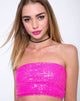 Bild von Tube mit Spitzenoberteil in Mini Pailletten Paris Pink