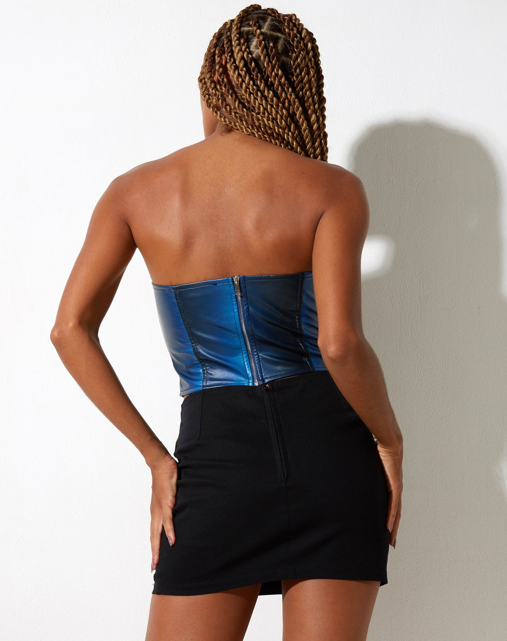 Wija Crop Top in PU Ombre Blau