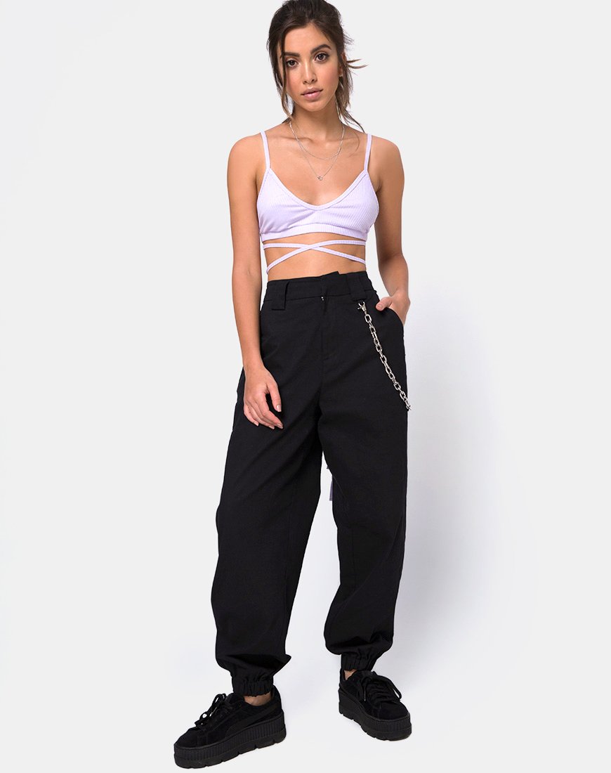 Bild von Wrap Around Bralet in Rippe Flieder
