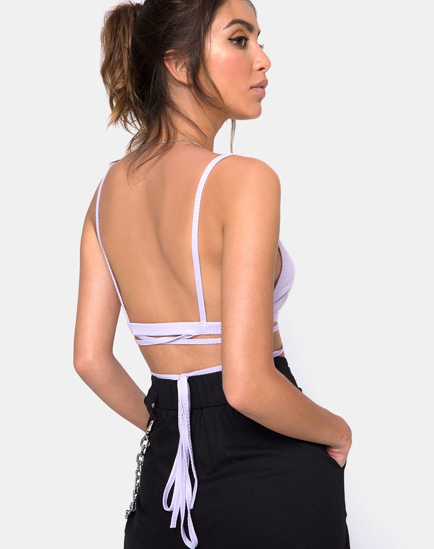 Bild von Wrap Around Bralet in Rippe Flieder