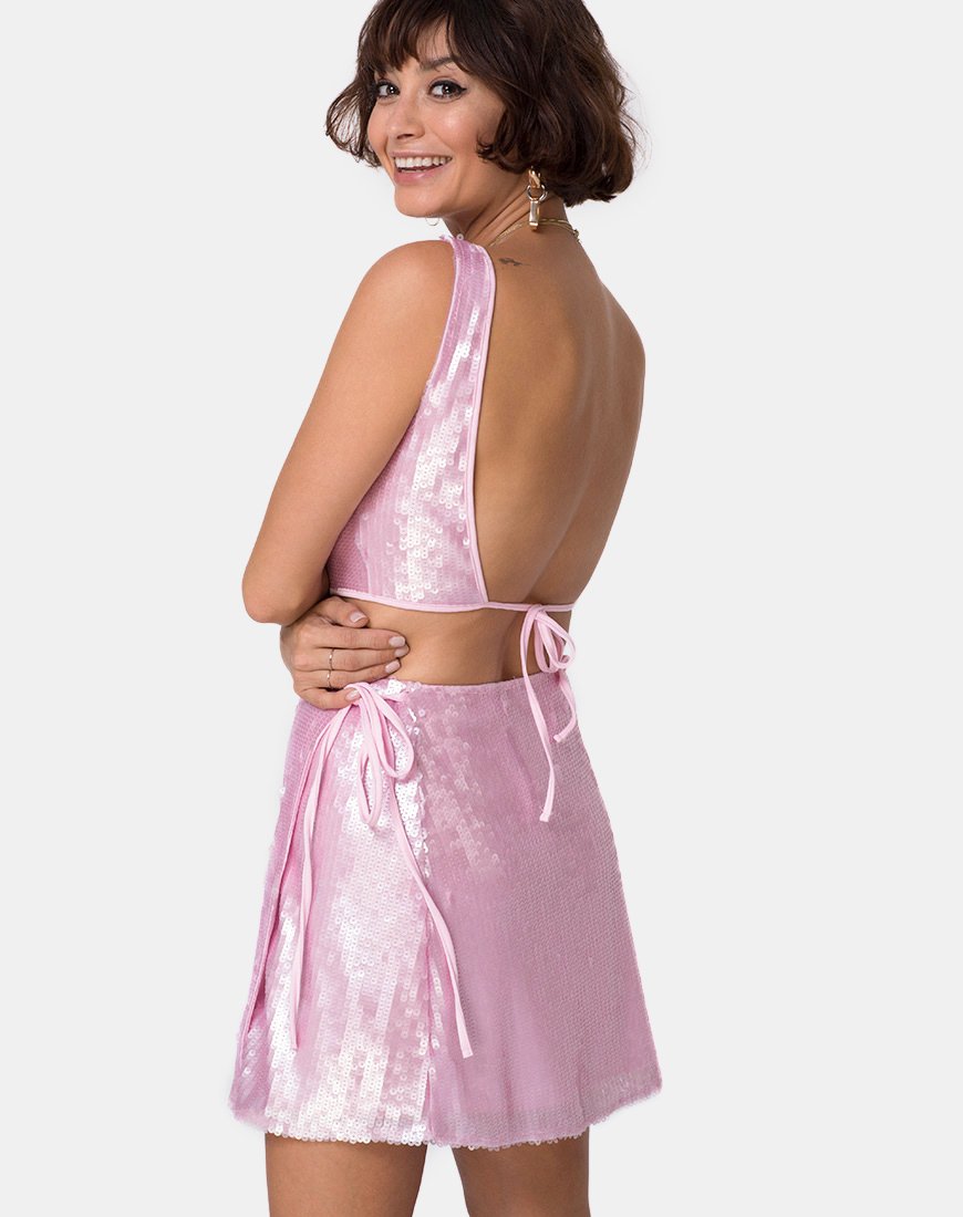 Wickelrock in Pink Tint Pailletten