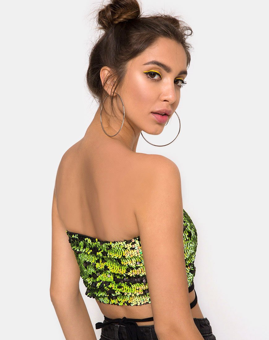 Wickeltop mit Pailletten in Citrus Schwarz