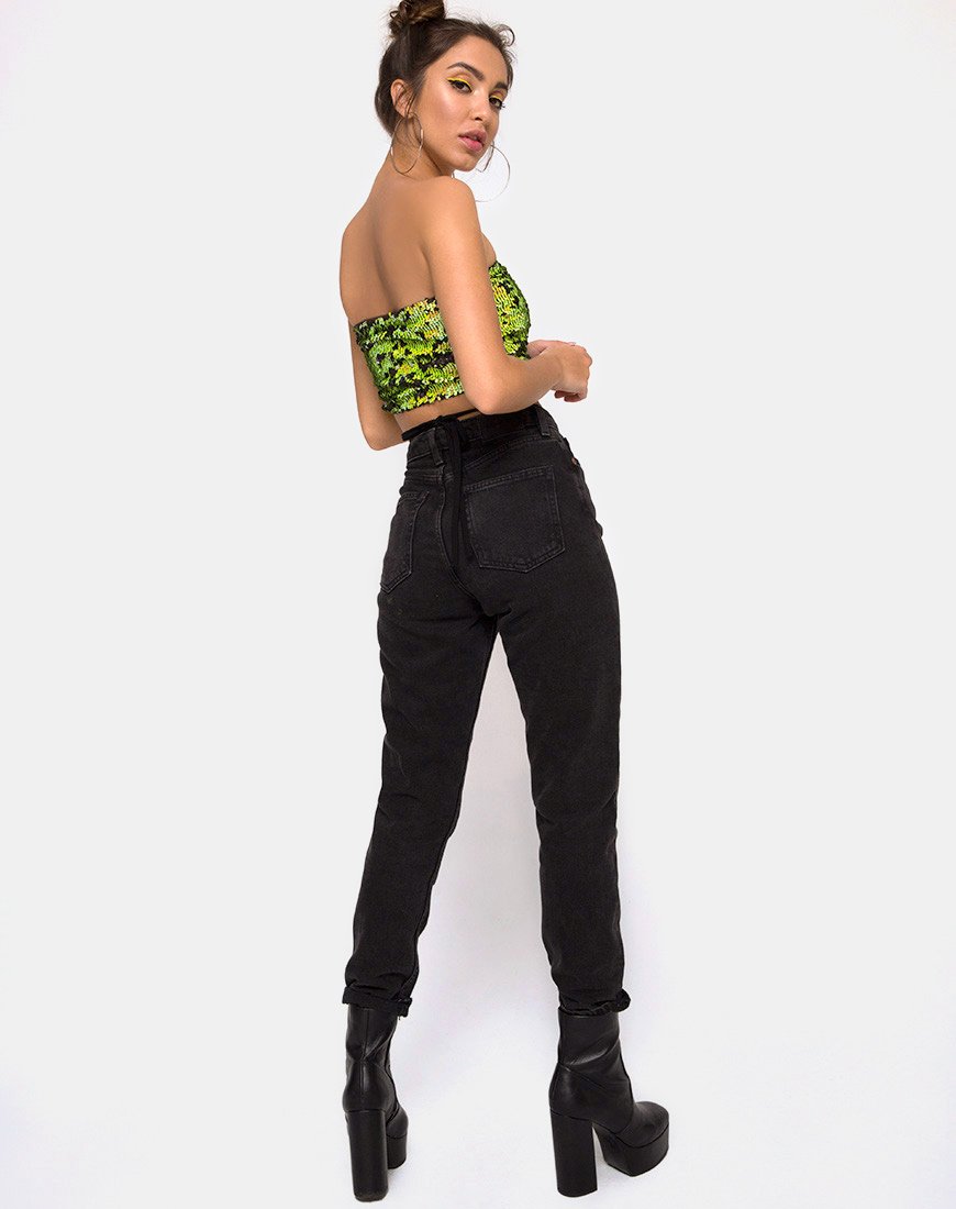 Bild von Wrap up Tube Top in Citrus Schwarz Paillette