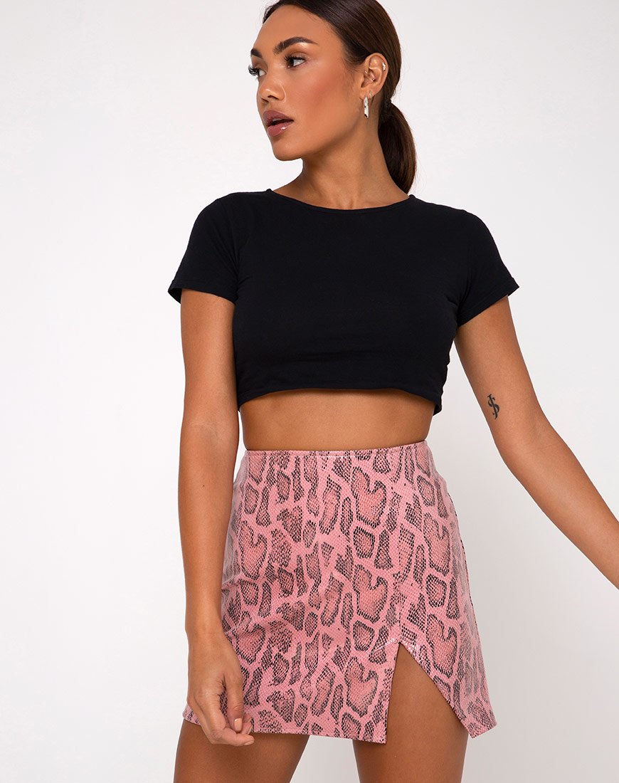 Bild von Wren Minirock aus PU Snake Pink