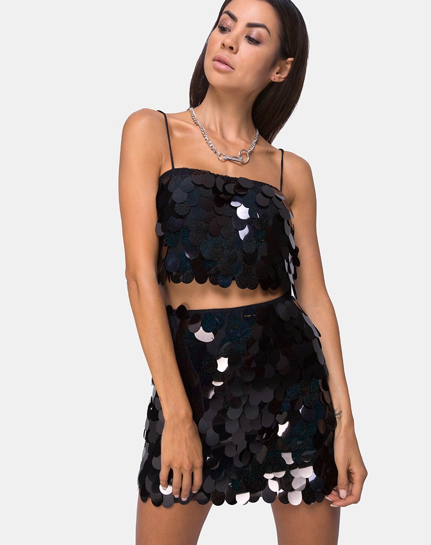 Wyne Minirock aus Galaxy Tear Drop Pailletten