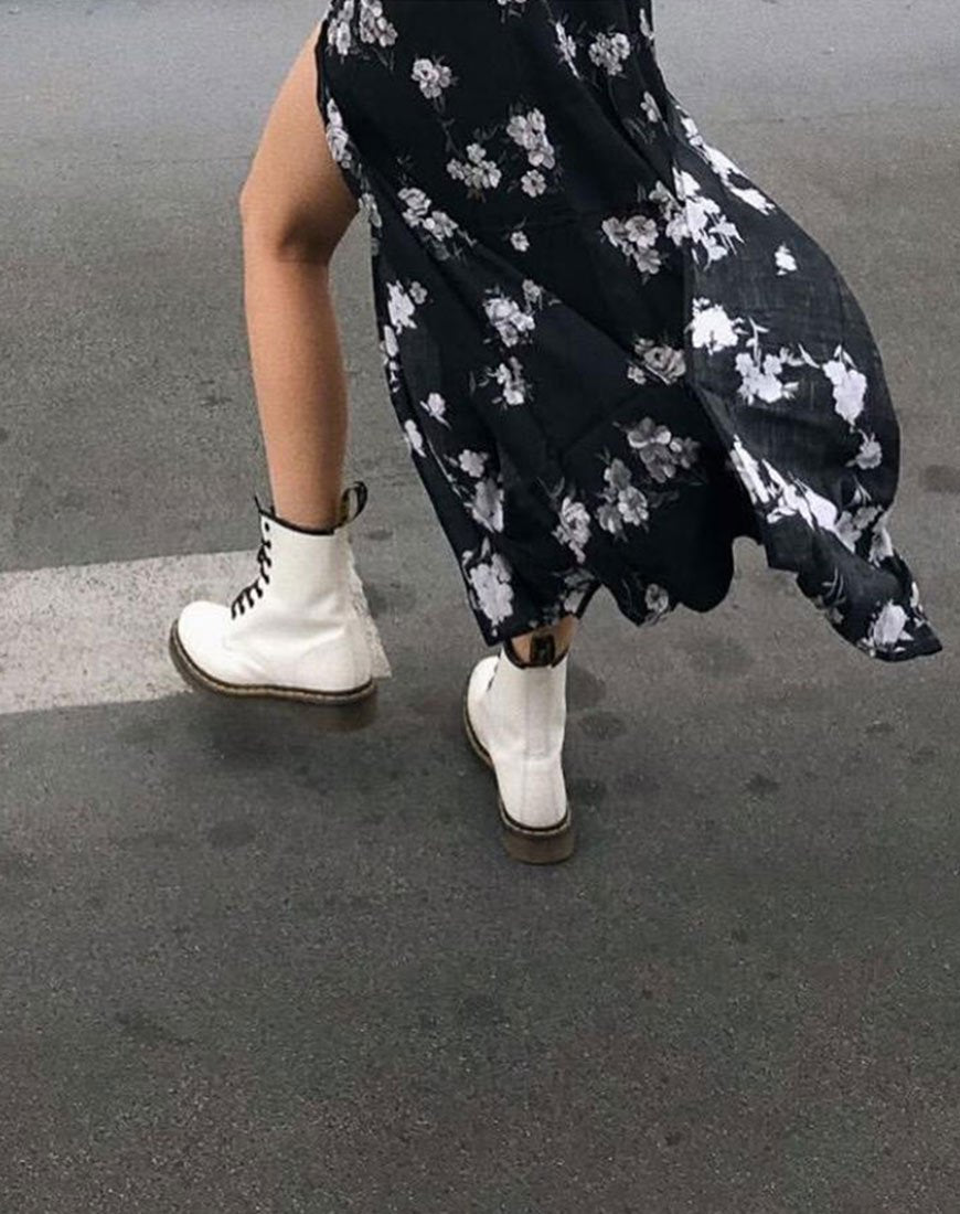 Image of Hime Maxikleid in Mono Flower Schwarz