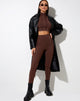 Image of Xario Legging in tiefem Mahagoni mit hellbrauner Naht