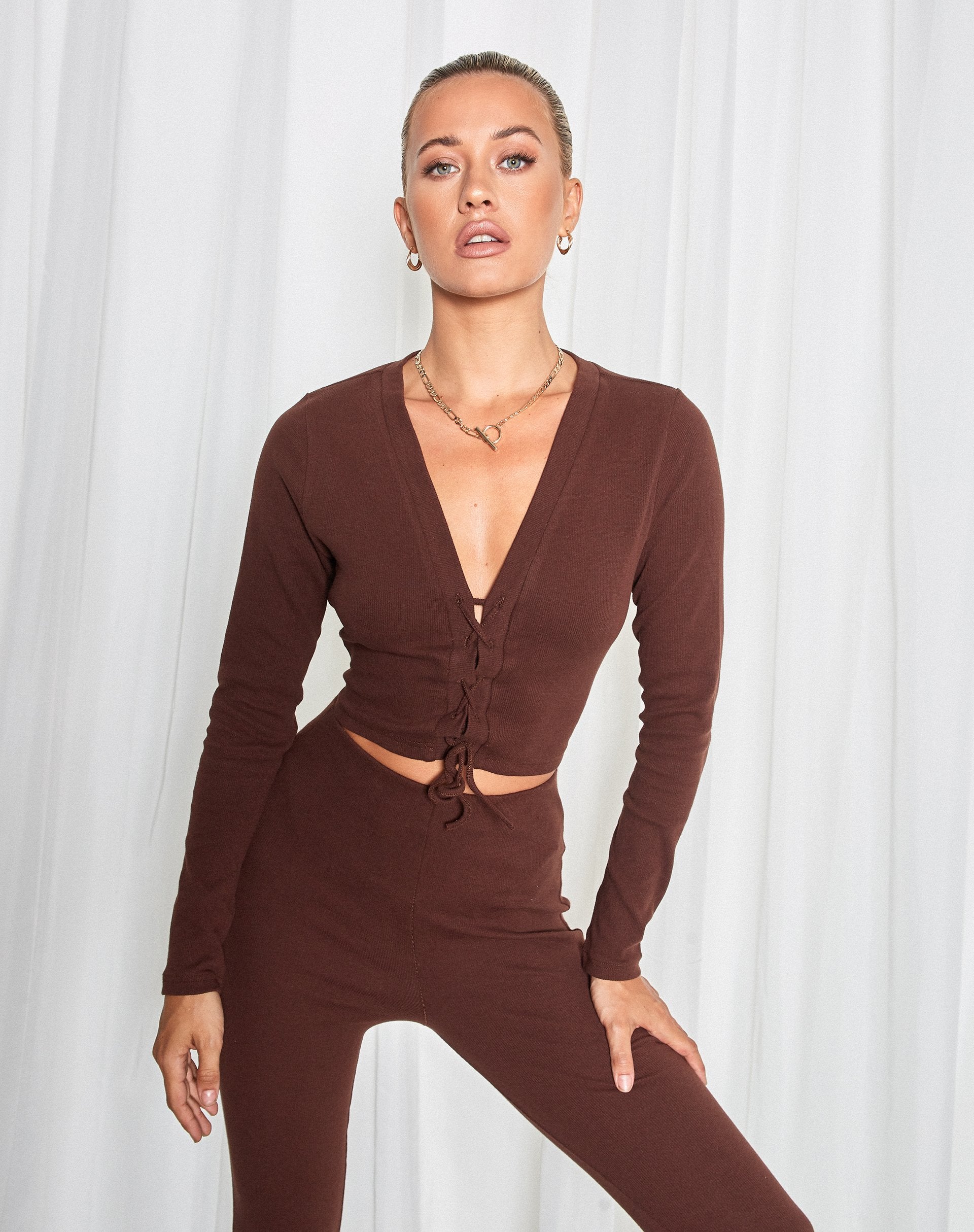 Image of Delona Langarm-Top in Braun
