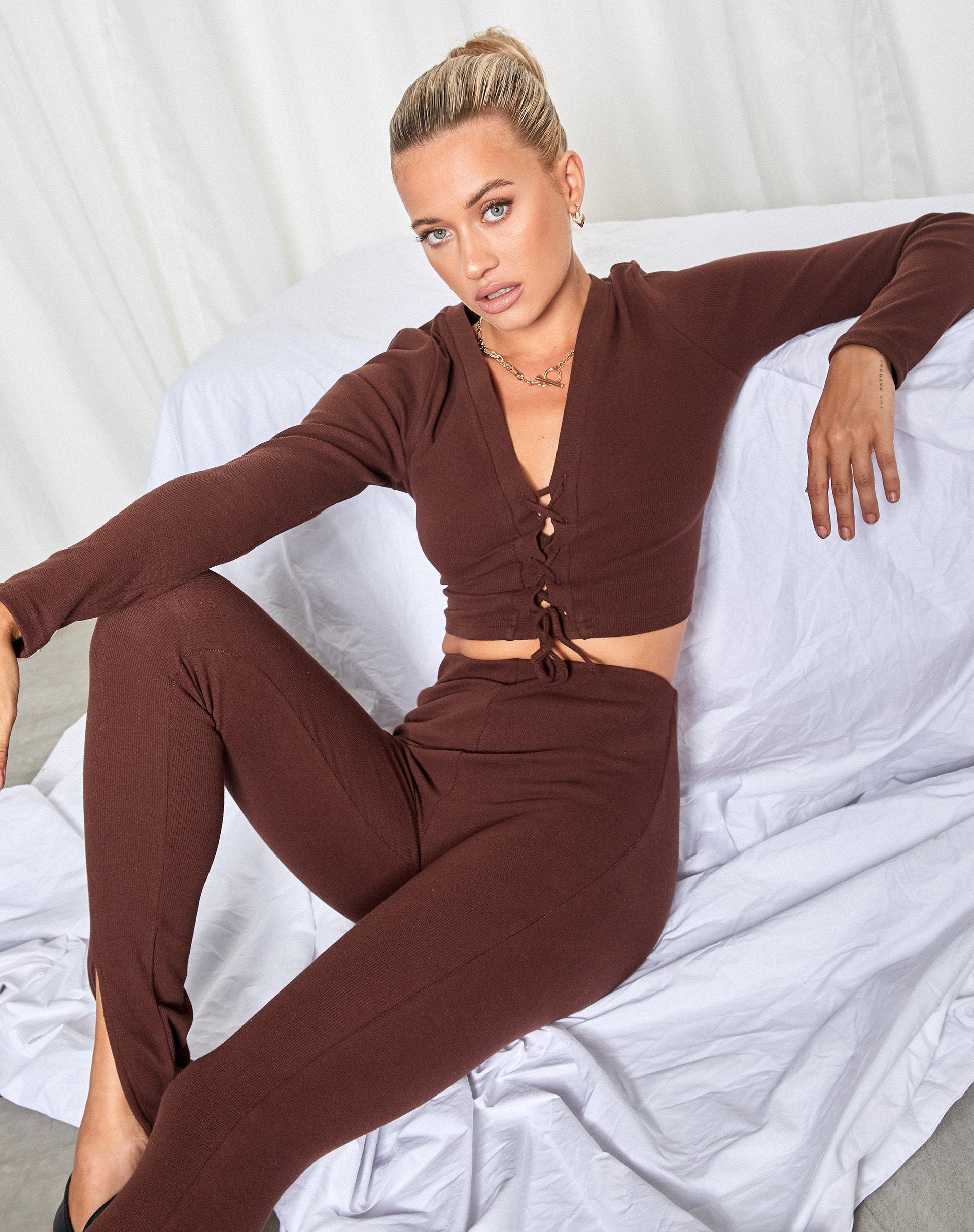 Image of Delona Langarm-Top in Braun