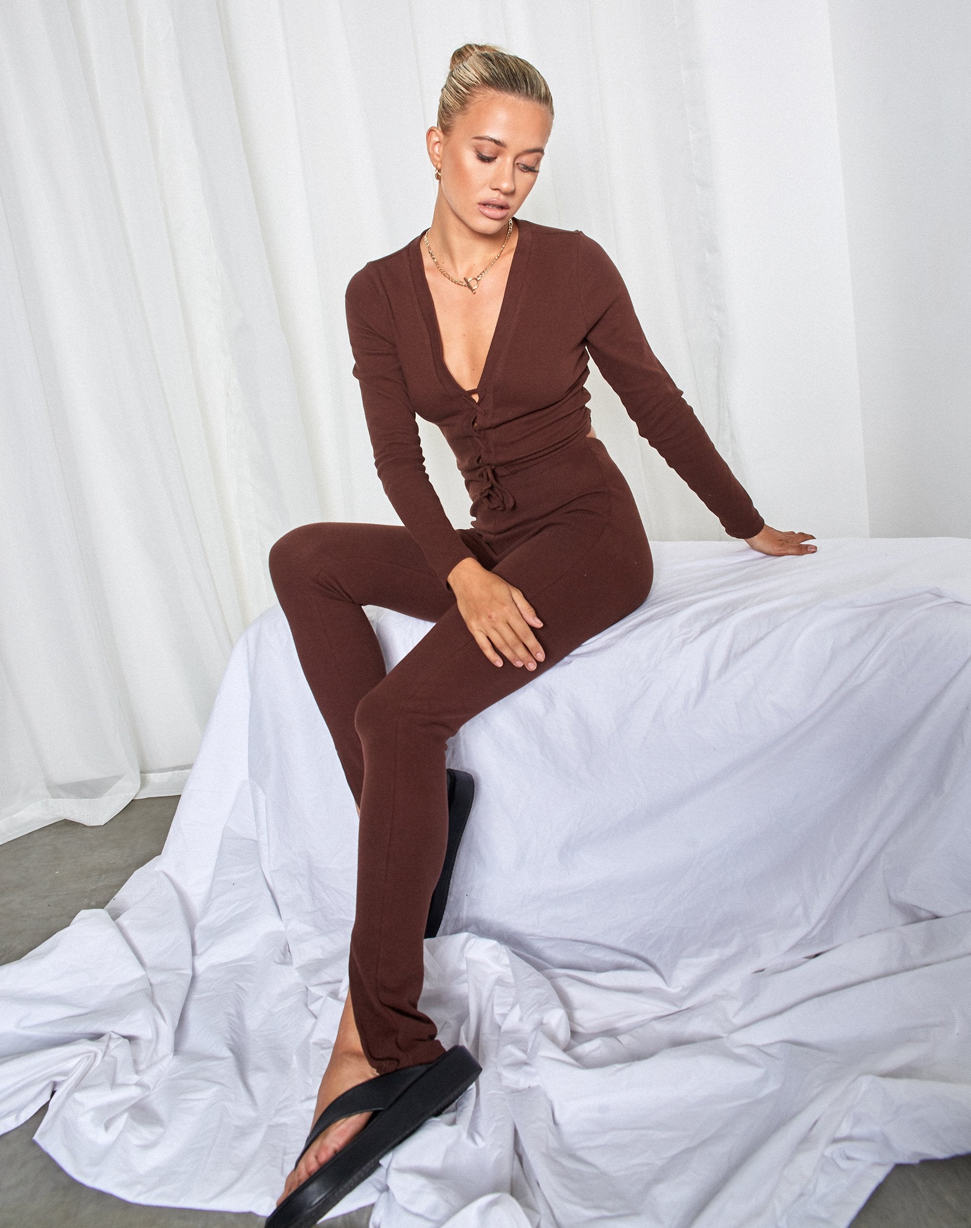 Image of Delona Langarm-Top in Braun