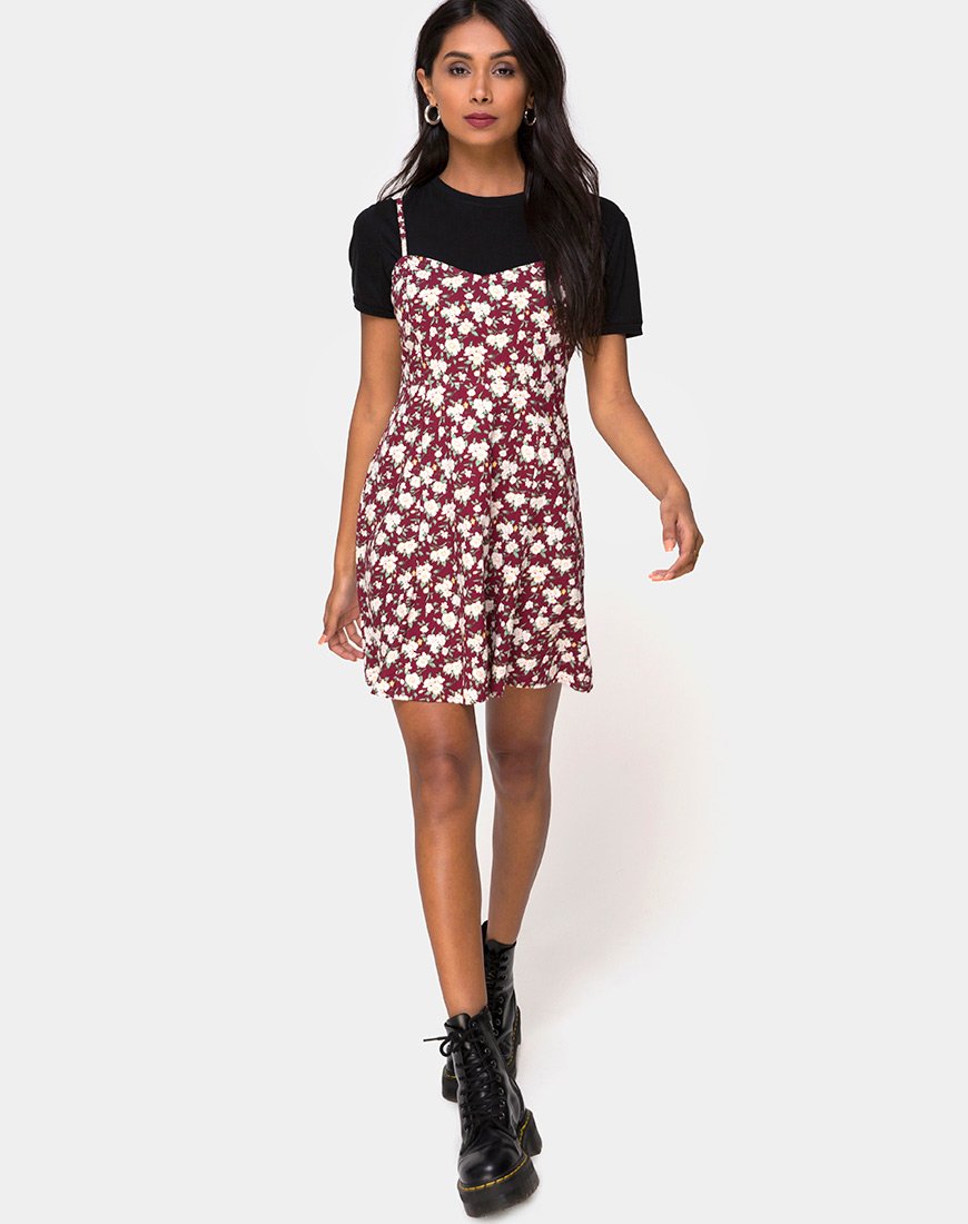 Bild von Yandra Slip Dress in Wild Fleur Maroon
