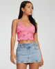 Bild von Yecaca Crop Top in Pink Ditsy Daisy Embro